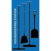 5S Supplies 5S Housekeeping Shadow Board Broom Station Version 6 - Blue Board / Black Shadows  With Broom HSB-V6-BLUE-KIT